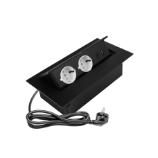 Блок розеток GTV 2 розетки SCHUKO USB А+С без кабелю Чорний NEW