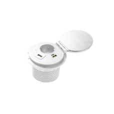 Блок розеток GTV CHARGER PLUS 1 розетка SCHUKO USB A+C WC (змінні USB, RJ45 HDMI) провід 1,5м Білий