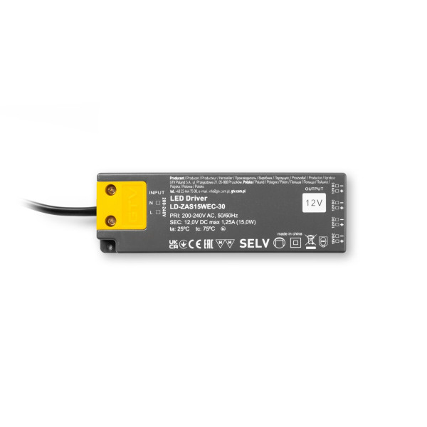 Трансформатор GTV SLIM EASY CLICK 12V 15W з проводом і miniAMP