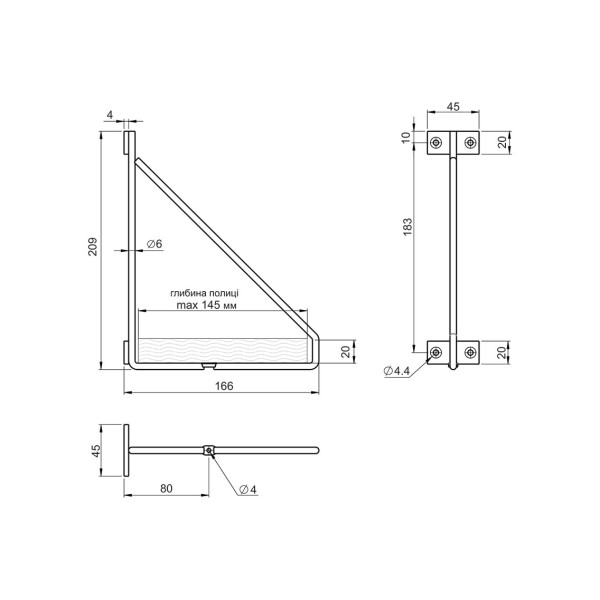 Консоль декоративна Loft GIFF BREV L=209х166 чорний