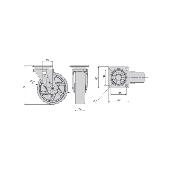 Ролик з площадкою GIFF Design d=75 прозорий