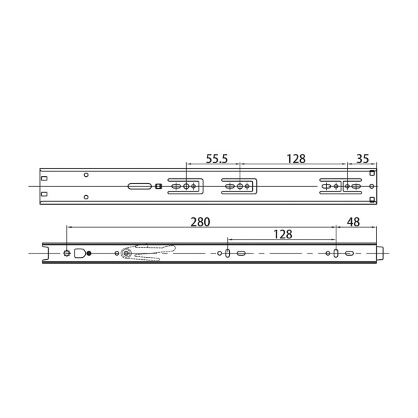Напрямна повного висування c дотягувачем GIFF PRIME L=400 H=45