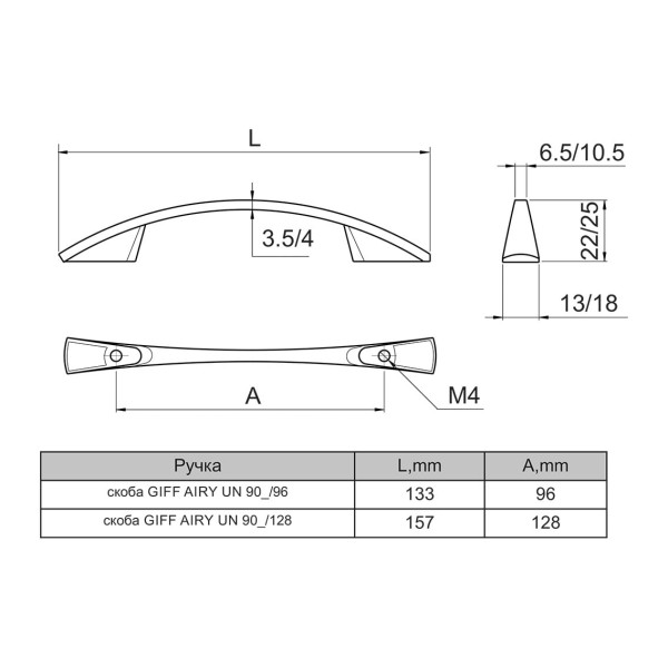 Ручка скоба GIFF Airy UN9004/128 хром